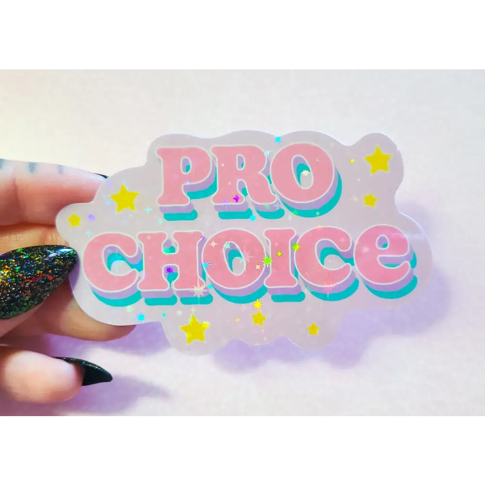 Pastel Cloud Pro Choice Holographic Sticker 3.5 x 2 in. Holographic Stars Stickers