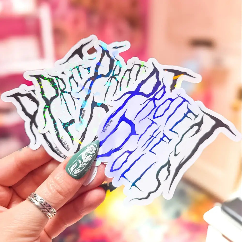 Protect The Dolls Metal Font Sticker 3.1 x 3.2 in. All 4 Stickers