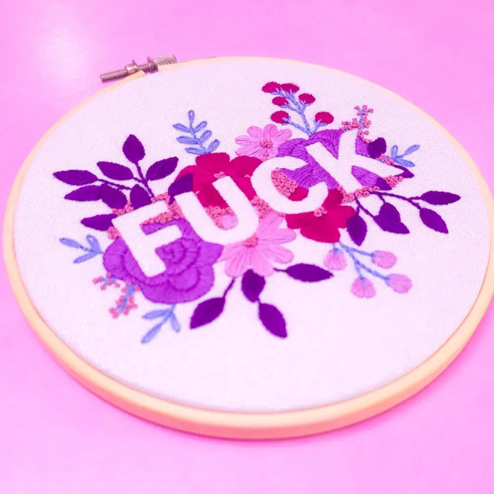 Purple Negative Space FUCK Embroidery Kit Beginner Friendly Kits