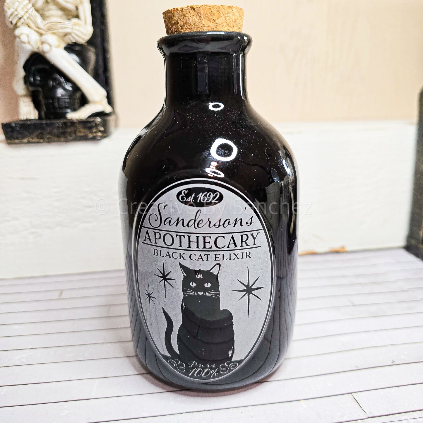 Sanderson's Apothecary Black Cat Elixir Decor Bottle - Creative By Sanchez