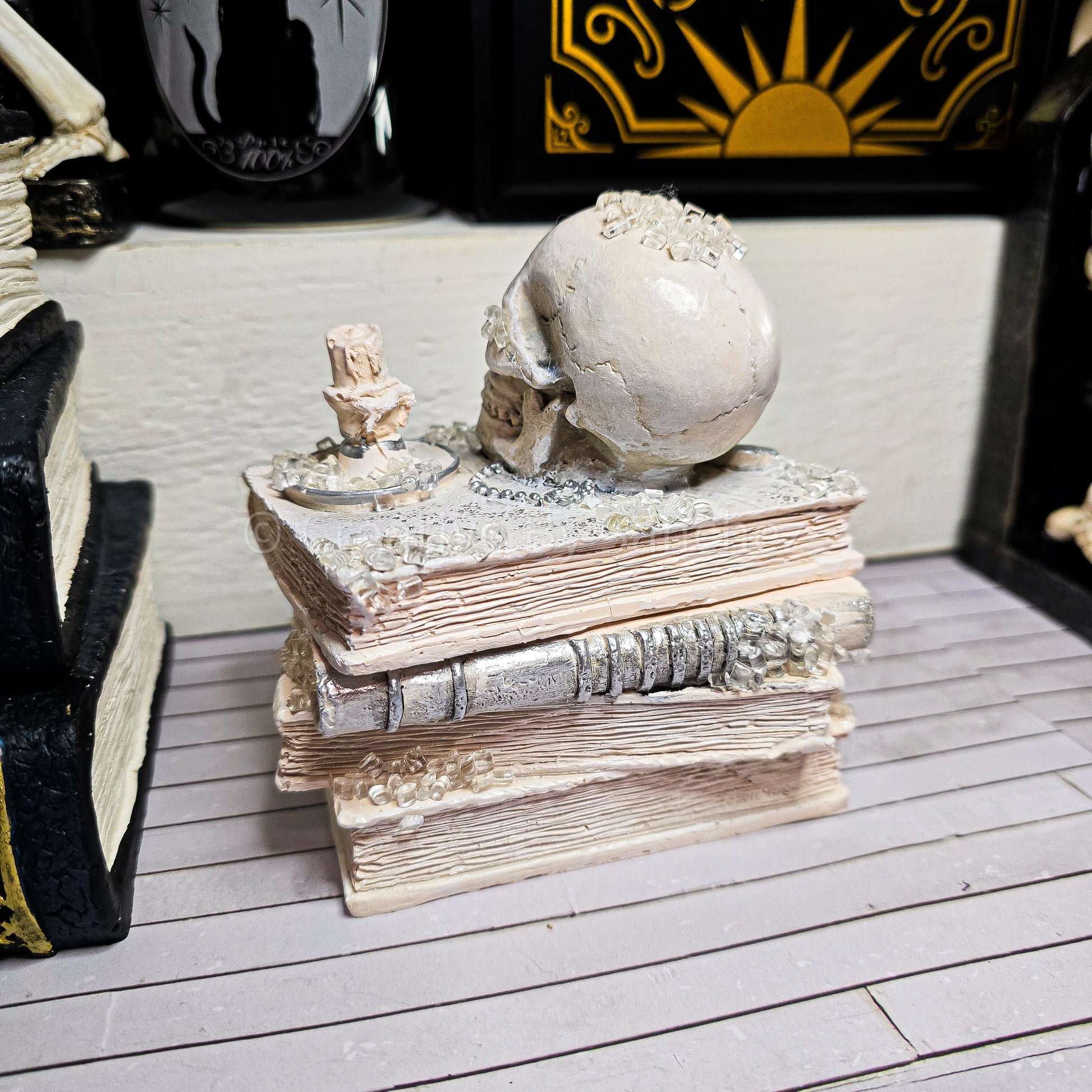 Tabletop Book Box with Skull, Trinket Dish - Creative By Sanchez