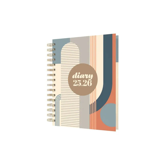 Scandi - A5 Day-to-Page Mid/Academic Year Diary Planner 2025-2026 - Geo Blue - Fashion Diaries