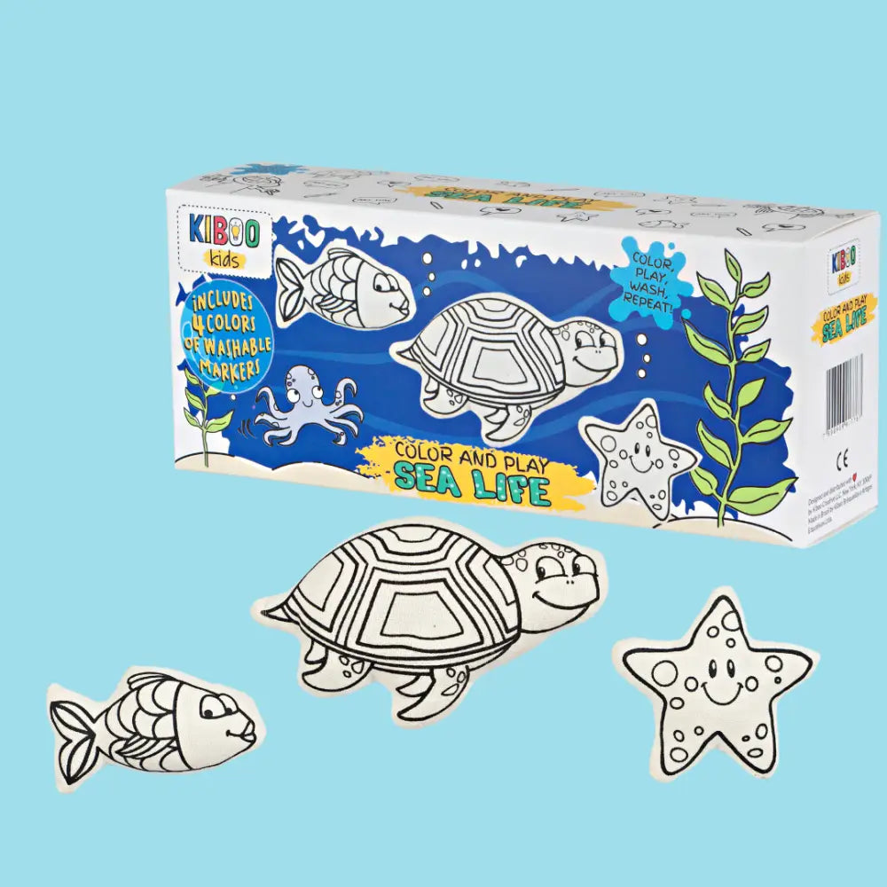 Sea Life Adventure Coloring Set Starfish Turtle & Fish | Kiboo Kids Stuffed Animal