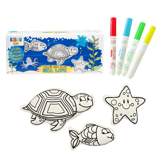 Sea Life Adventure Coloring Set Starfish Turtle & Fish | Kiboo Kids Stuffed Animal