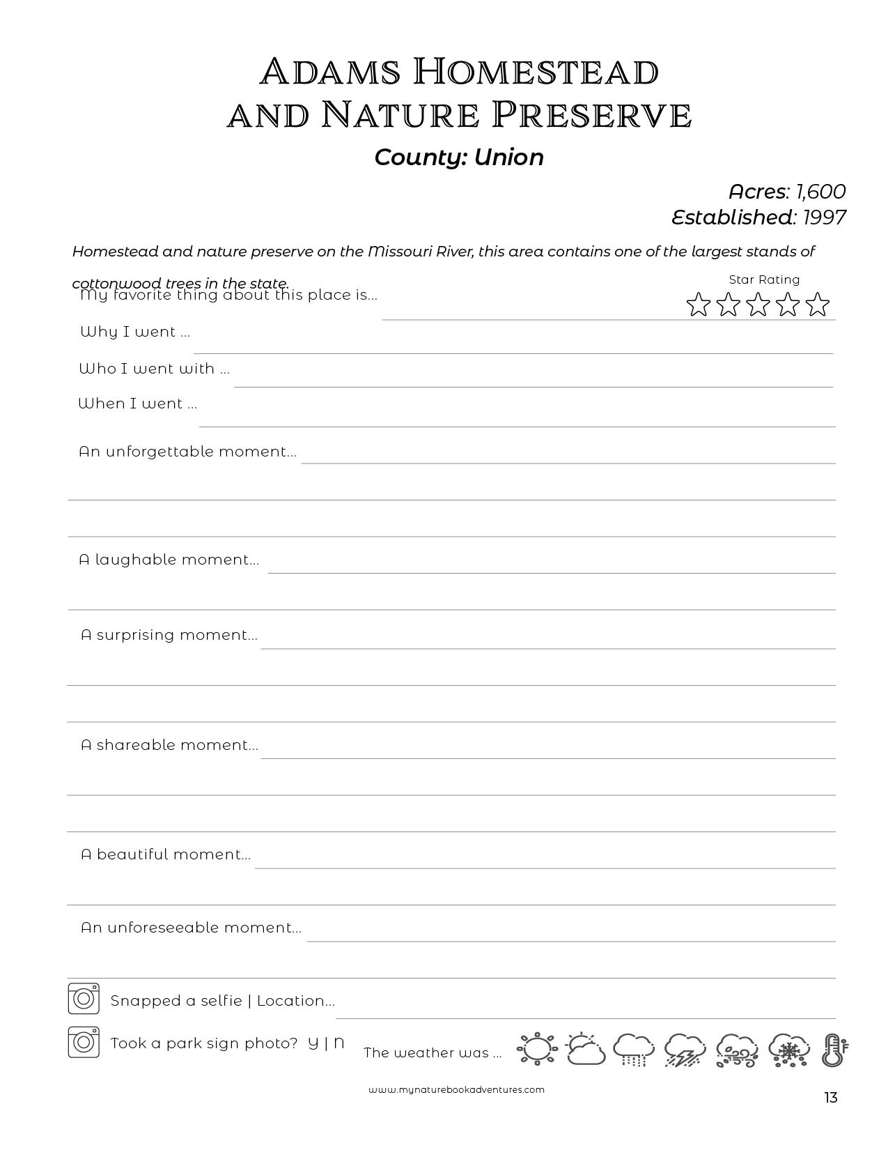 South Dakota State Parks - Adventure Planning Journal