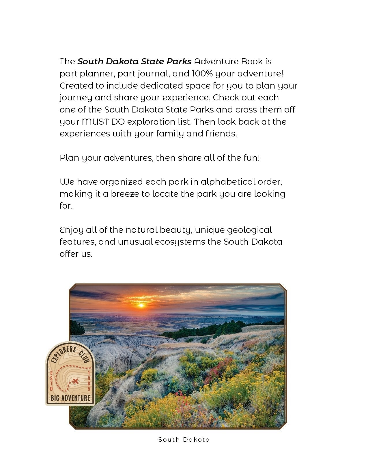 South Dakota State Parks - Adventure Planning Journal