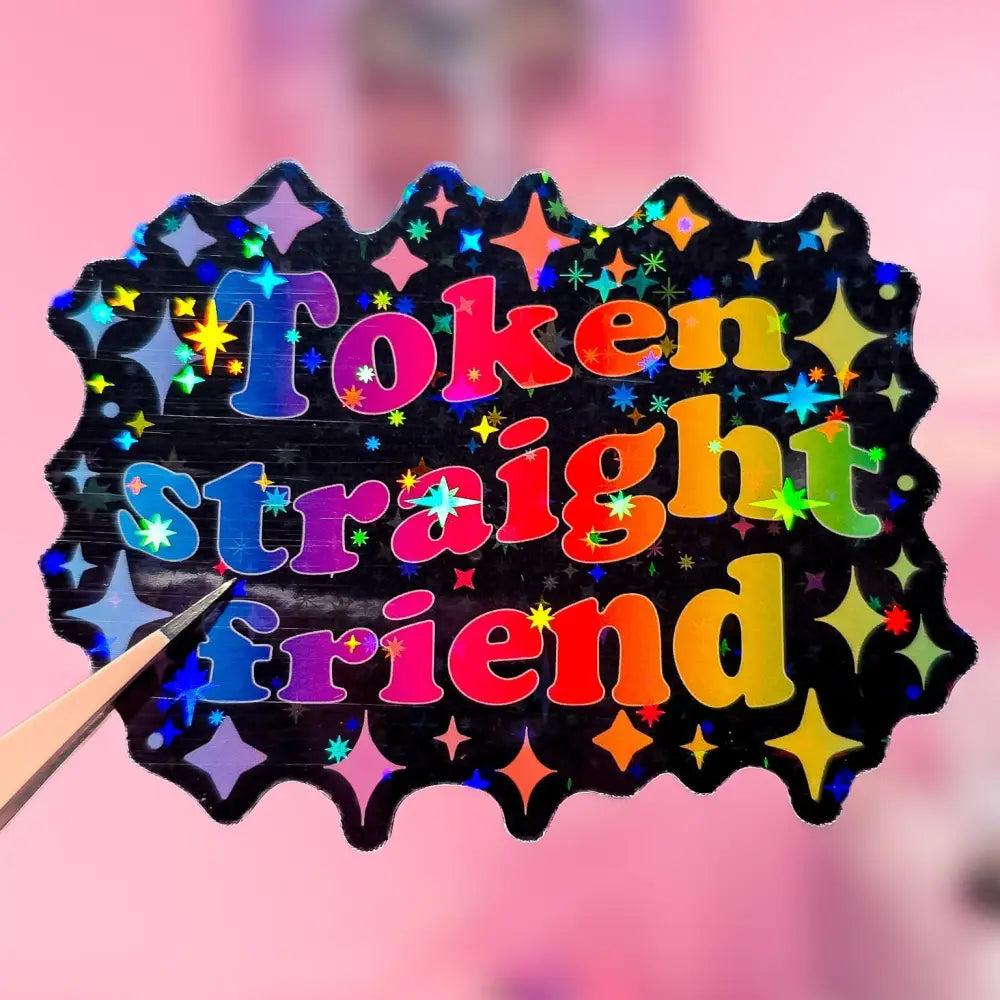 Token Straight Friend Holographic Sticker 3.1 x 2.4 in. Stars Stickers