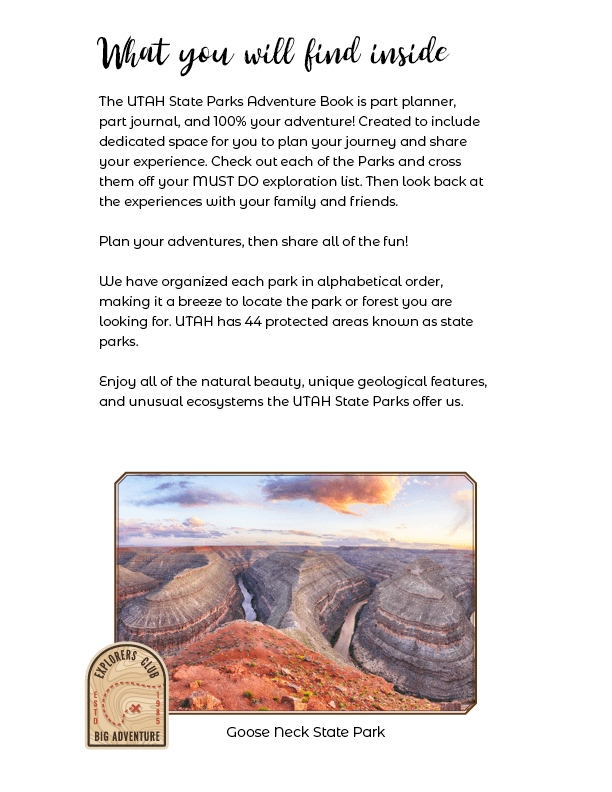 Utah State Parks - Adventure Planning Journal