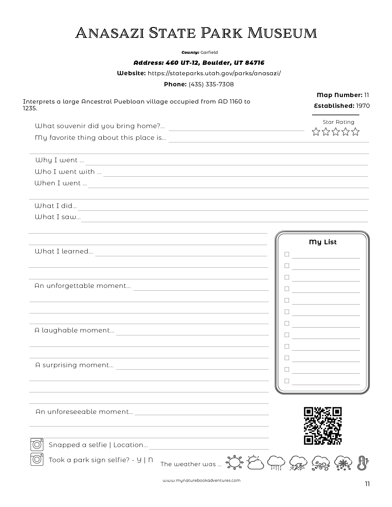 Utah State Parks - Adventure Planning Journal