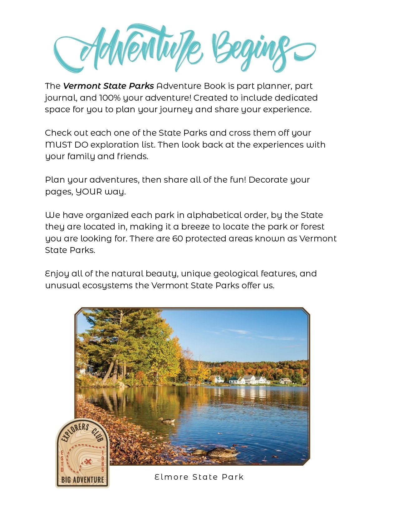 Vermont State Parks - Adventure Planning Journal