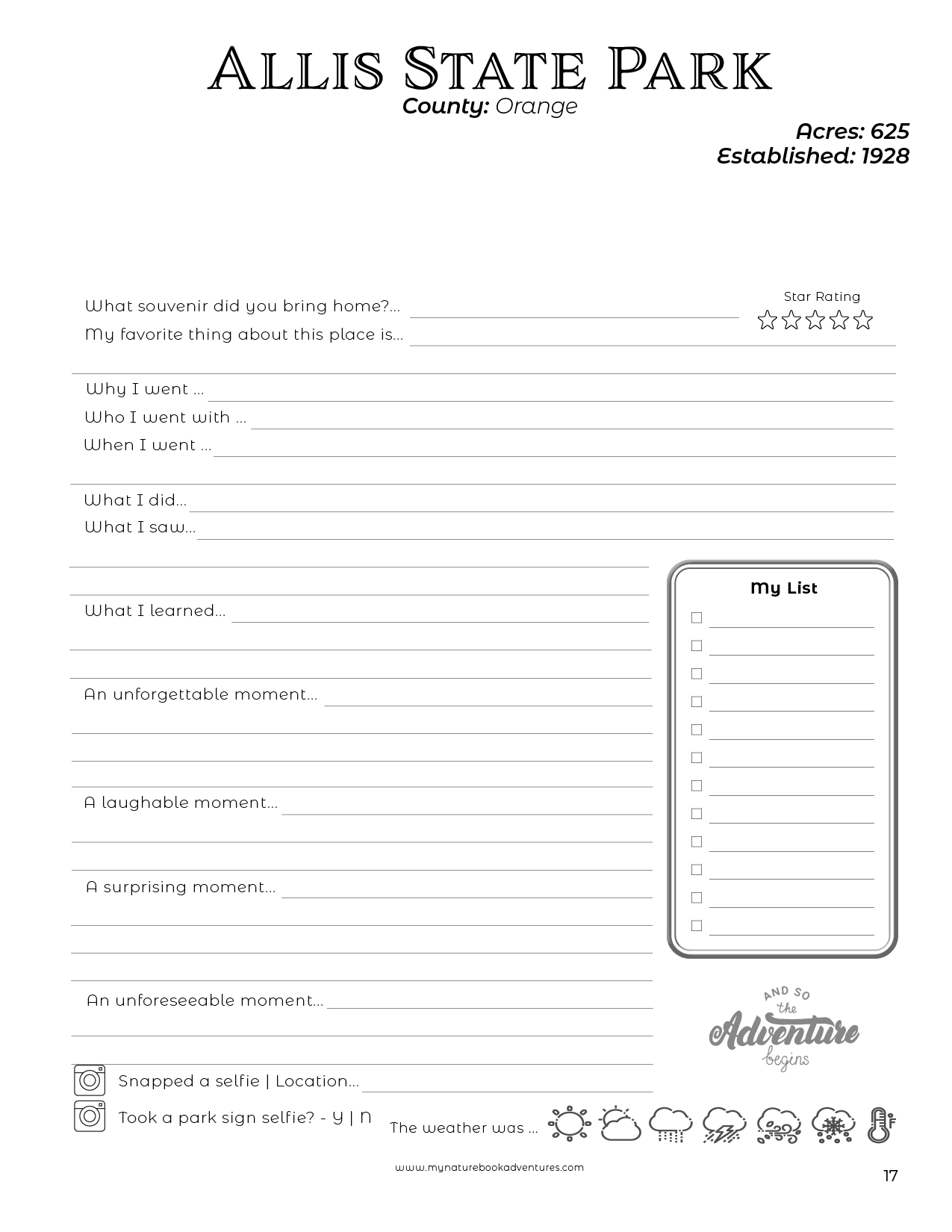 Vermont State Parks - Adventure Planning Journal