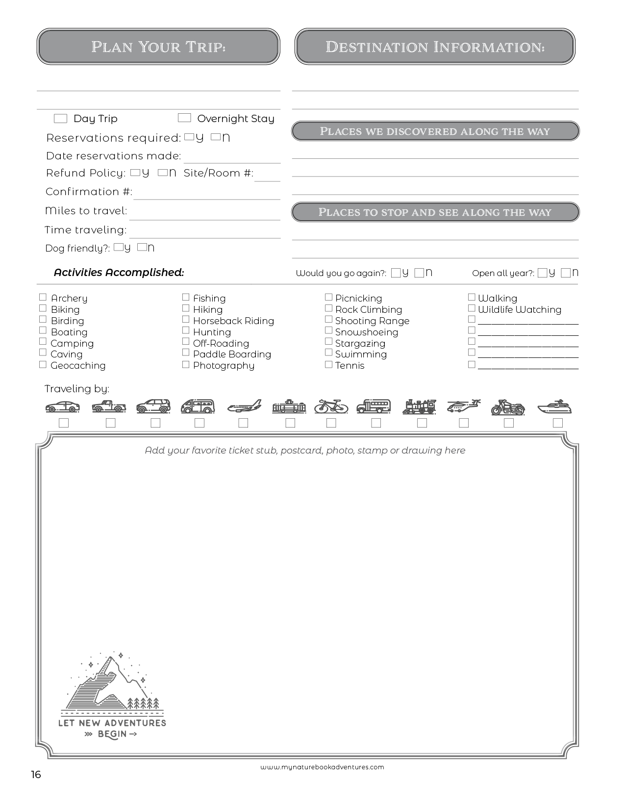 Vermont State Parks - Adventure Planning Journal