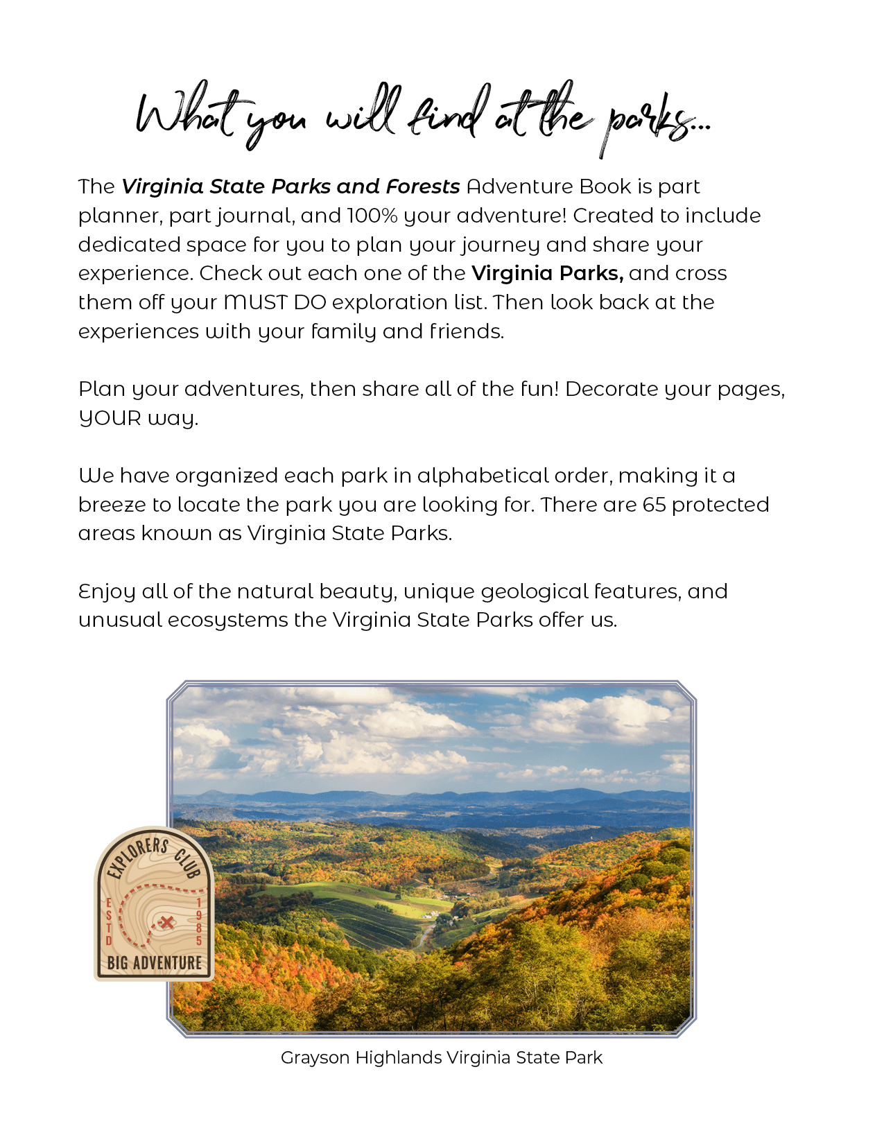 Virginia State Parks & Forests - Adventure Planning Journal