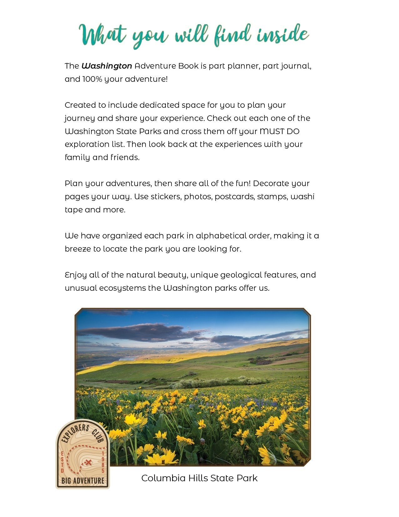 Washington State Parks - Adventure Planning Journal