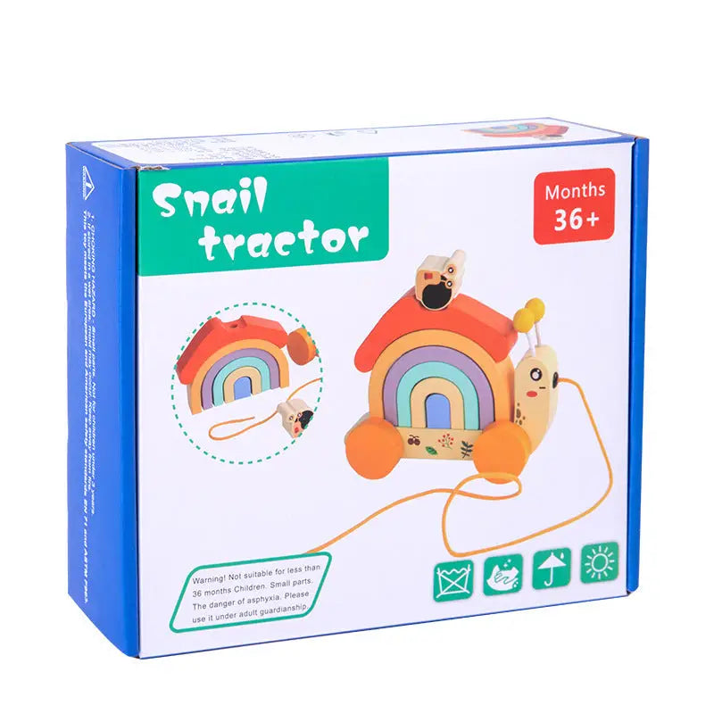 Wooden children’s rainbow snail Rainbow Snail Tractor