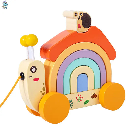Wooden children’s rainbow snail Rainbow Snail Tractor