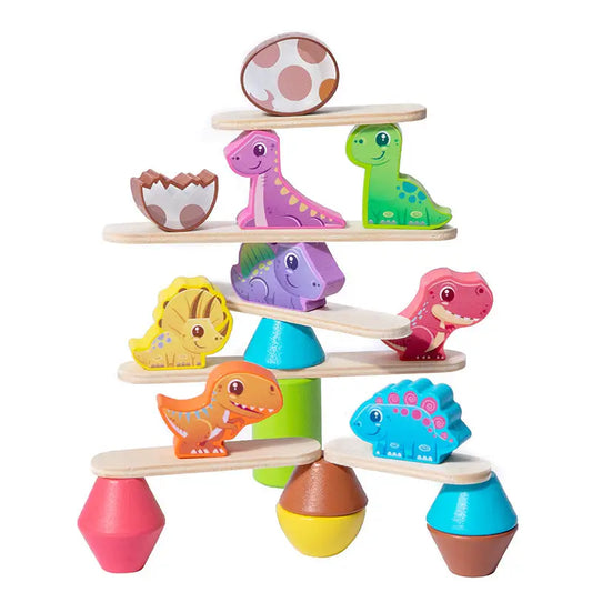 Wooden Stacking Balance Building Blocks dinosaur
