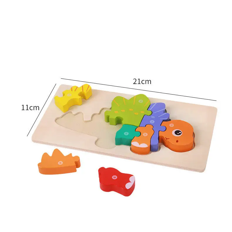 Wooden Three dimensional Dinosaur Puzzle Learning Toys