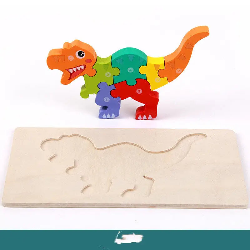 Wooden Three dimensional Dinosaur Puzzle Tyrannosaurus Rex Learning Toys