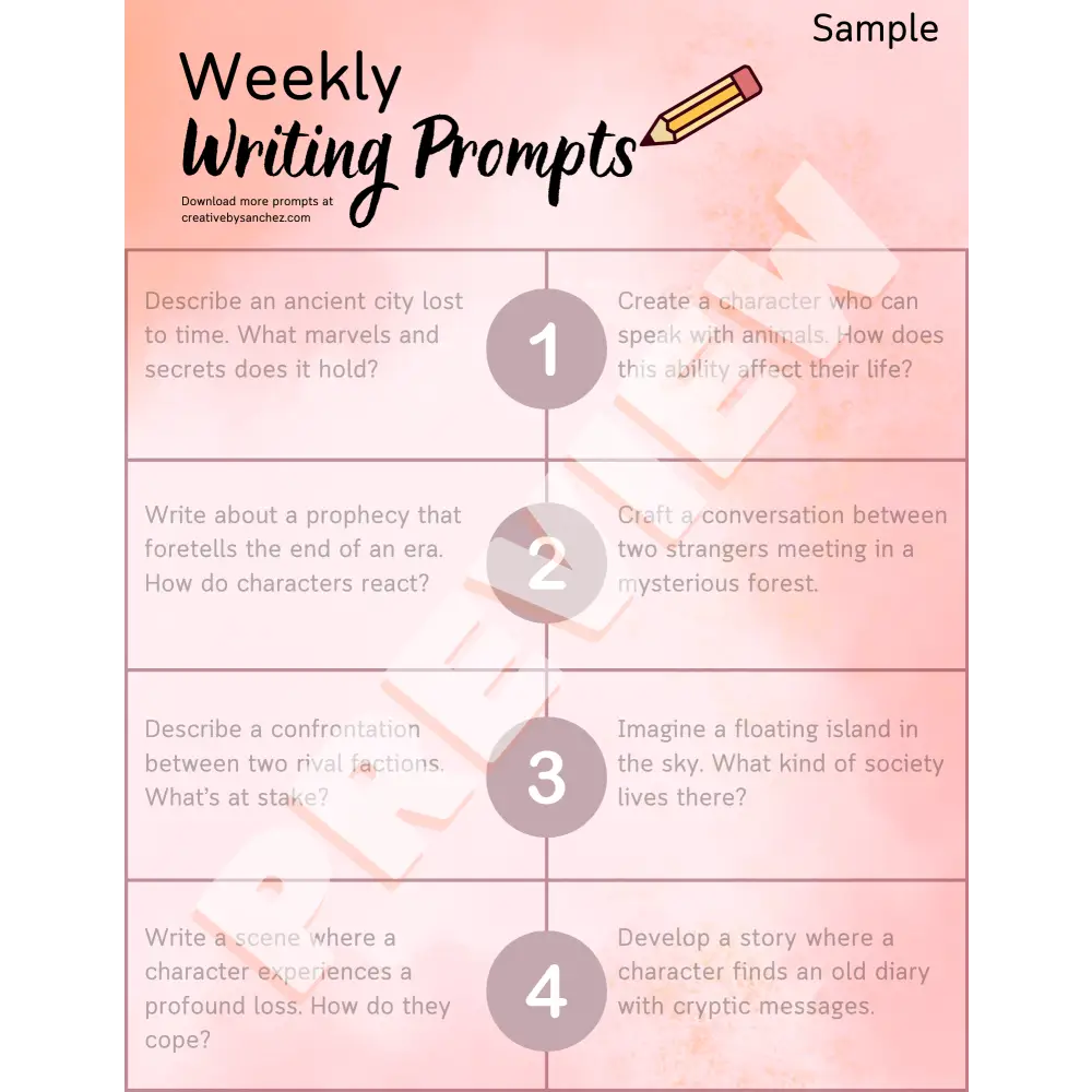 Writing Prompt Collection: Monthly Sheets (Individual & Bundle) - SAMPLE MONTH